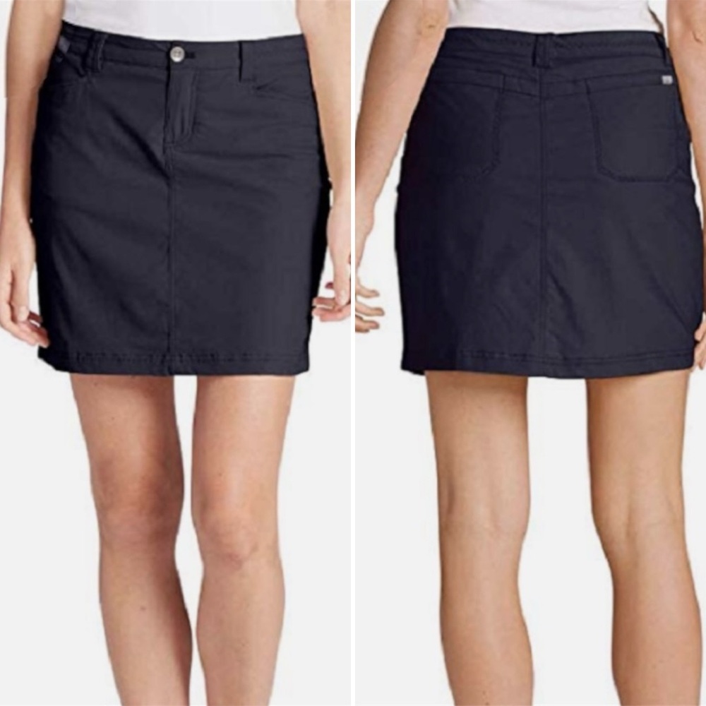 Eddie Bauer Black Adventurer Travex Short Athleisure Travel Nylon Skirt Skort 4